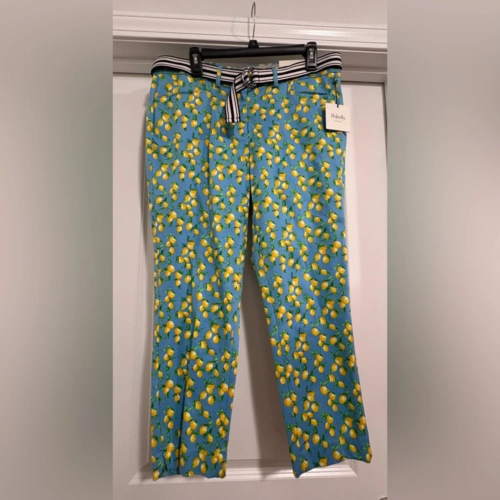 Rafaella NWT Blue Lemon Print Modern Weekend‎ Capri Pants